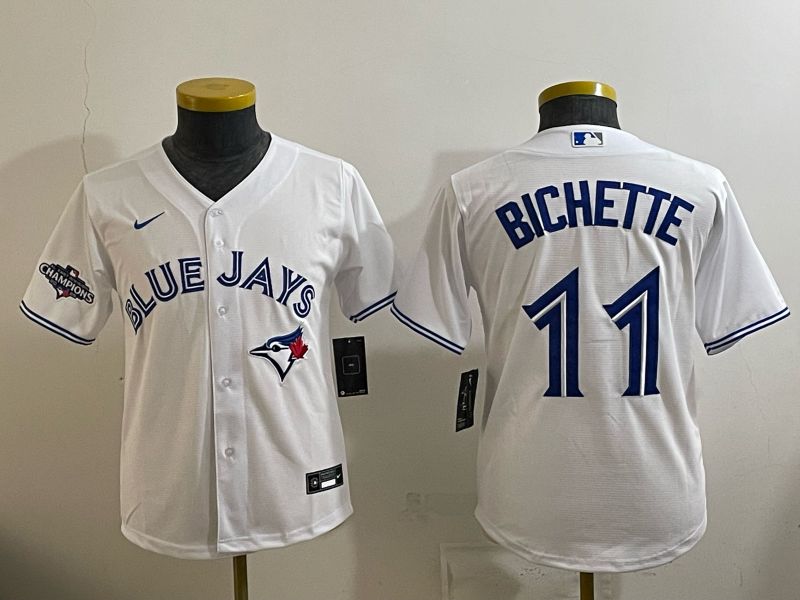 Youth 2025 Nike Toronto Blue Jays #11 Bichette White Game MLB Jersey 04